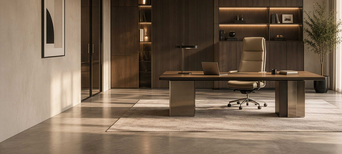 Ufficio direzionale con scrivania SPIKE Frezza e boiserie in legno