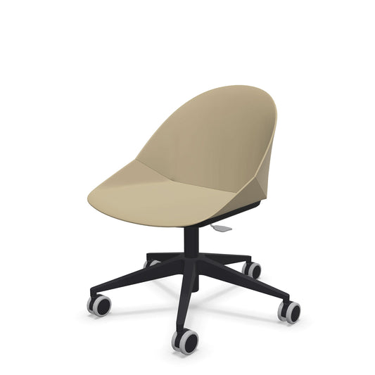 Sedia multiuso KROSS Kastel girevole in polipropilene colore Tortora, base a cinque razze in nylon nero con ruote