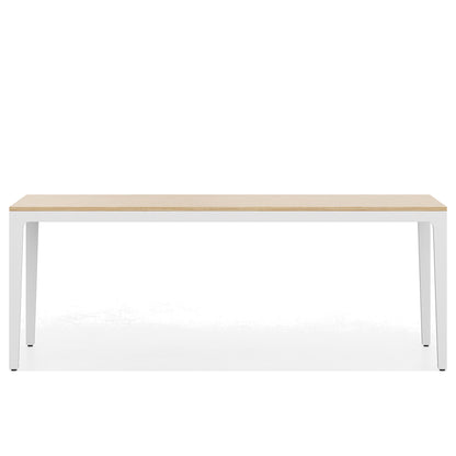 Scrivania direzionale ALPLUS Frezza con telaio in alluminio bianco e piano rovere