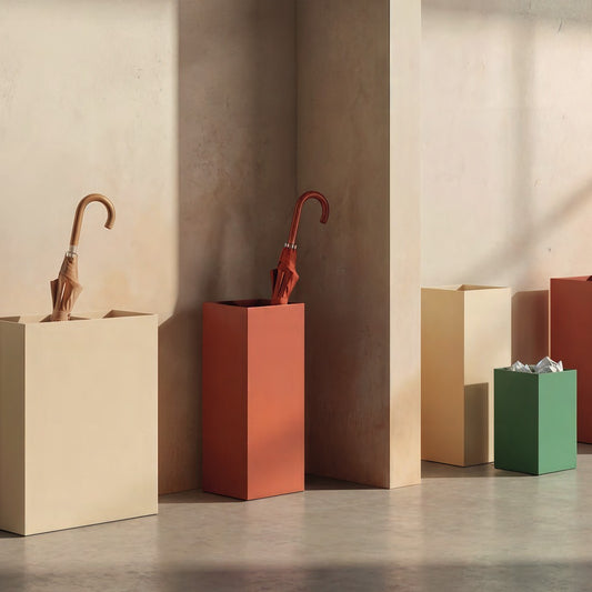 Portaombrelli DESIGN COLLECTION di Caimi avorio e marrone rame con i gettacarte verde e grigio