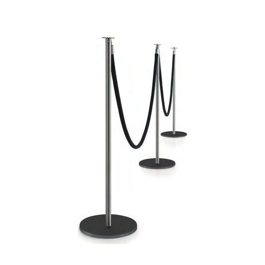 Colonnine SET di Caimi in inox con cordone nero e base nera goffrata