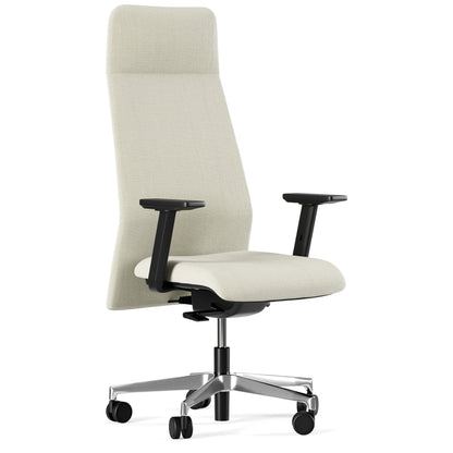 Sedia Direzionale DEVA Similpelle Frezza in similpelle con schienale alto e base in alluminio lucido colore bianco