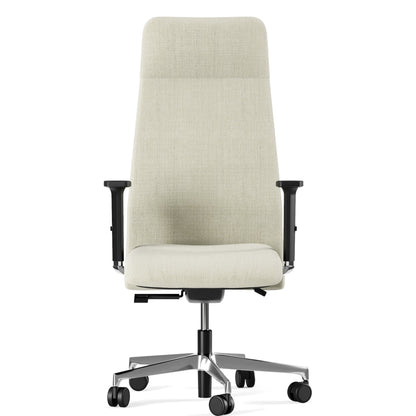 Sedia Direzionale DEVA Similpelle Frezza vista frontale con braccioli 2D in nylon colore bianco