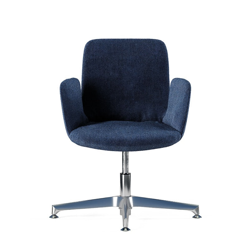 Sedia FIOR DI LOTO Fabric Frezza blu con braccioli su base a 4 razze in alluminio con piedini