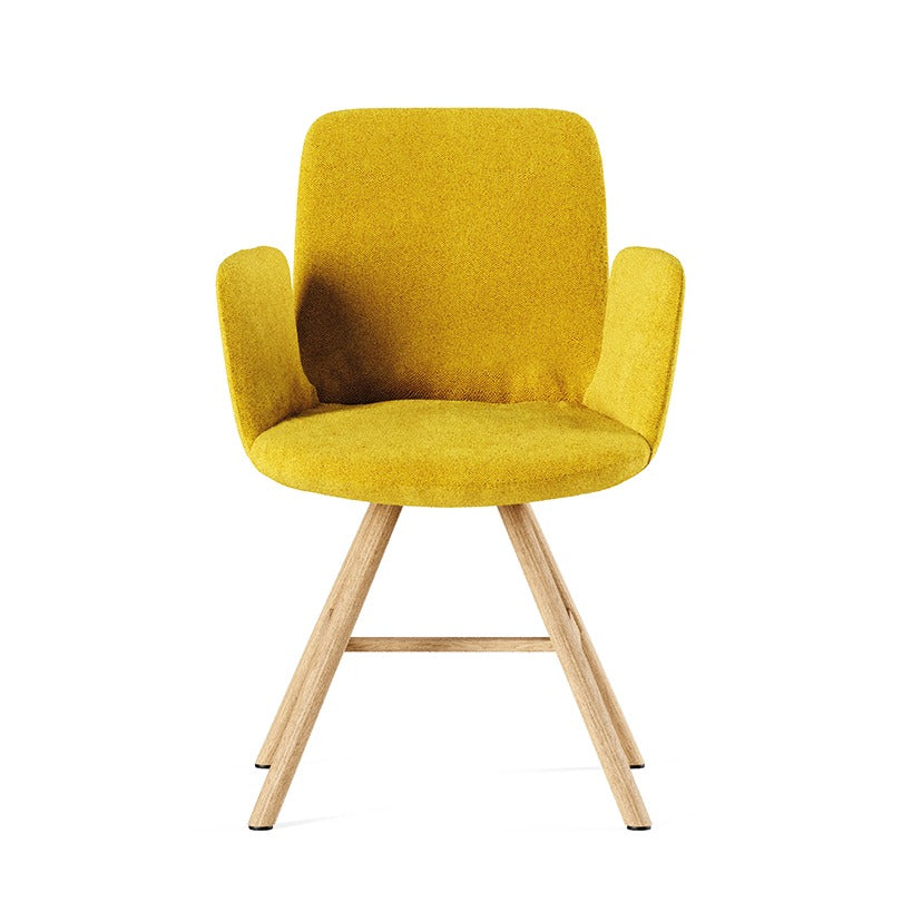 Sedia multiuso FIOR DI LOTO Wood Frezza gialla con braccioli e gambe in rovere naturale