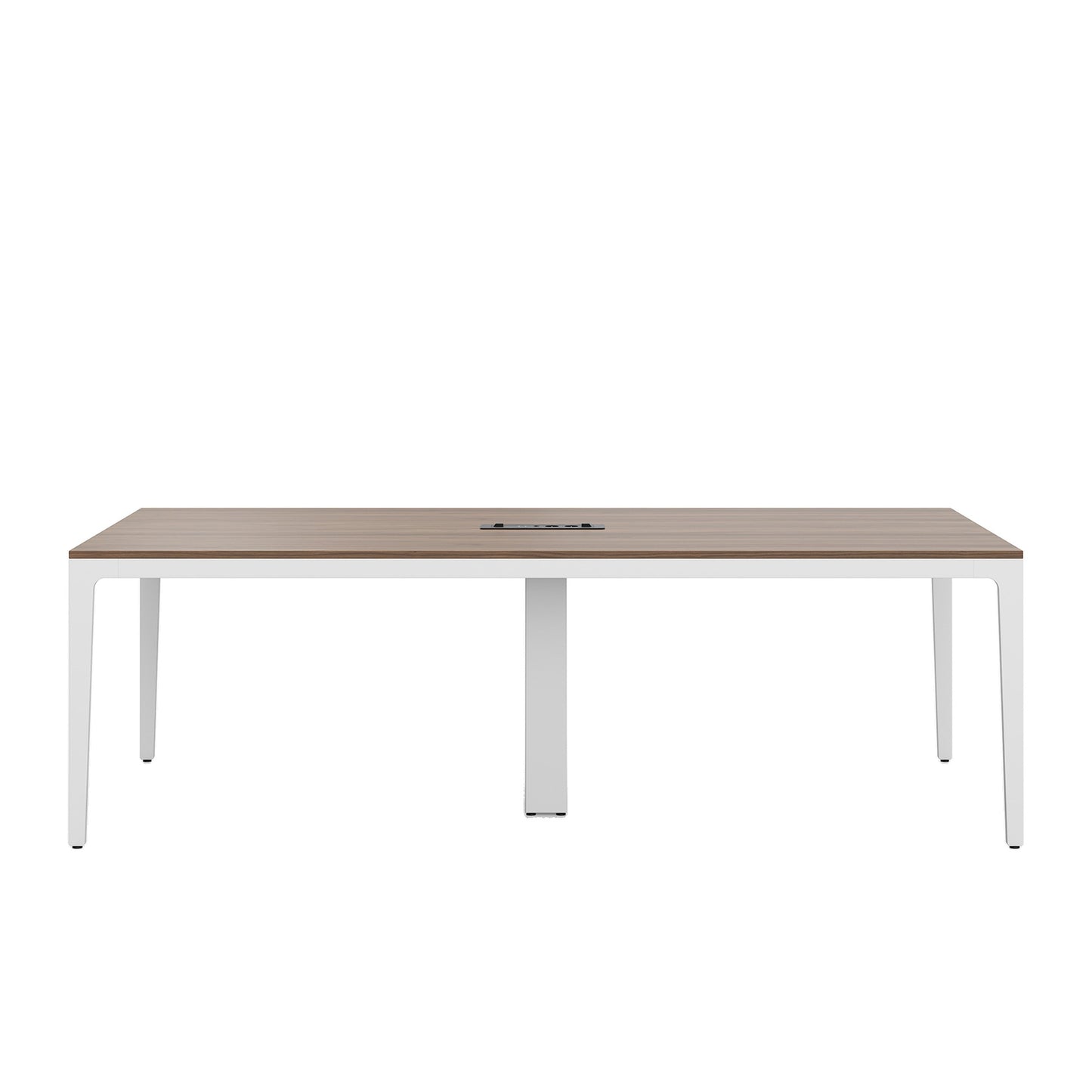 Tavolo riunioni ALPLUS Frezza 220x120 con piano in melaminico noce e gambe in alluminio verniciato bianco