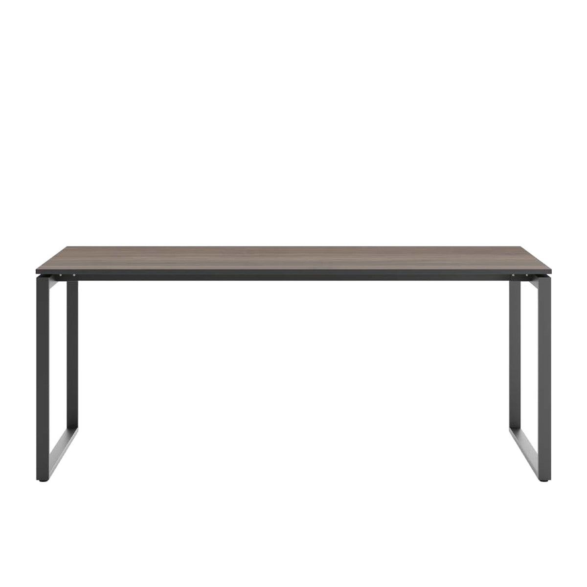 Scrivania POP SQUARE Frezza con piano in melaminico noce e gambe a sezione quadrata in acciaio nero