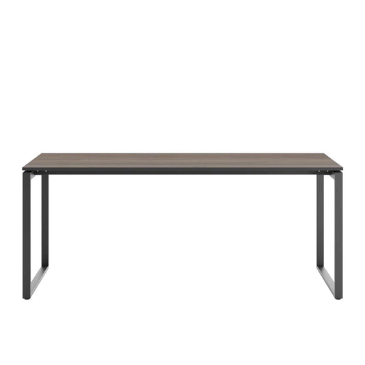 Scrivania POP SQUARE Frezza con piano in melaminico noce e gambe a sezione quadrata in acciaio nero