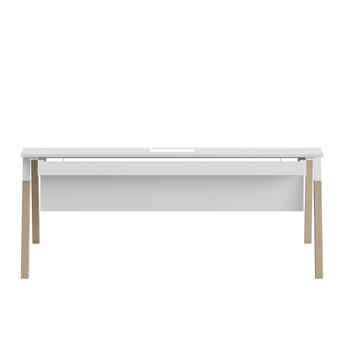 Scrivania POP WOODY Frezza con piano in melaminico bianco e gambe in legno di rovere