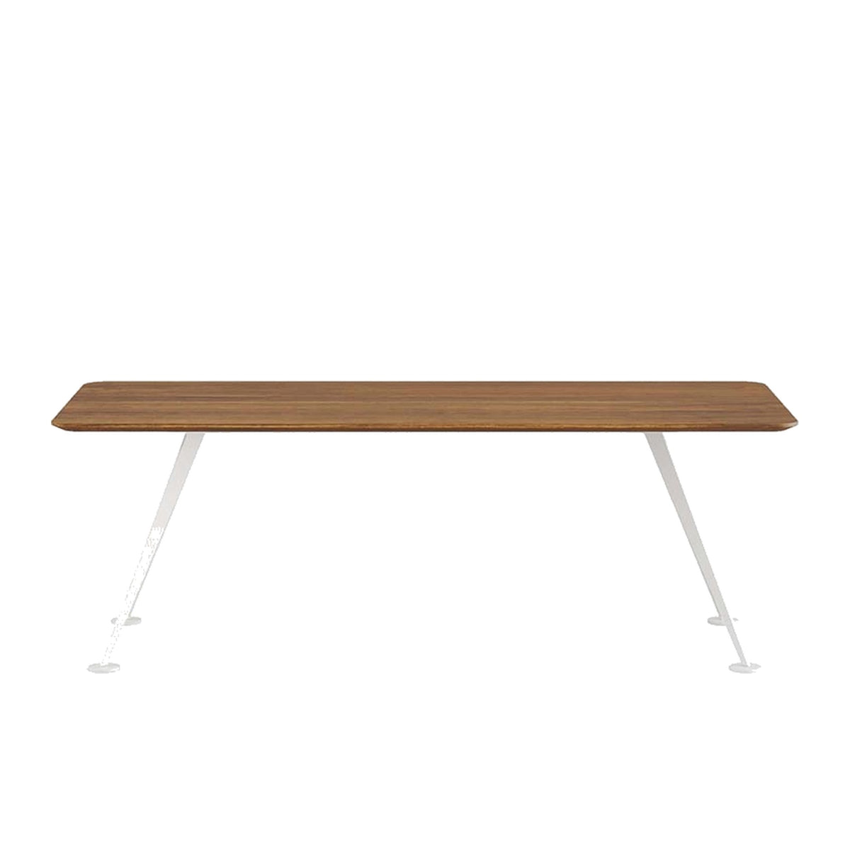 Tavolo riunioni SPIKE Frezza 240x120 con piano in melaminico noce e gambe inclinate in acciaio bianco