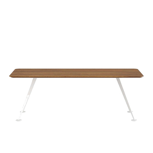 Tavolo riunioni SPIKE Frezza 240x120 con piano in melaminico noce e gambe inclinate in acciaio bianco