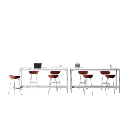 Tavolo alto POP ACE Frezza con piano in melaminico bianco e struttura in acciaio bianco