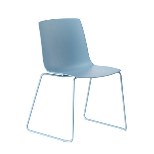 Sedia YO PLASTIC Frezza azzurra con telaio a slitta