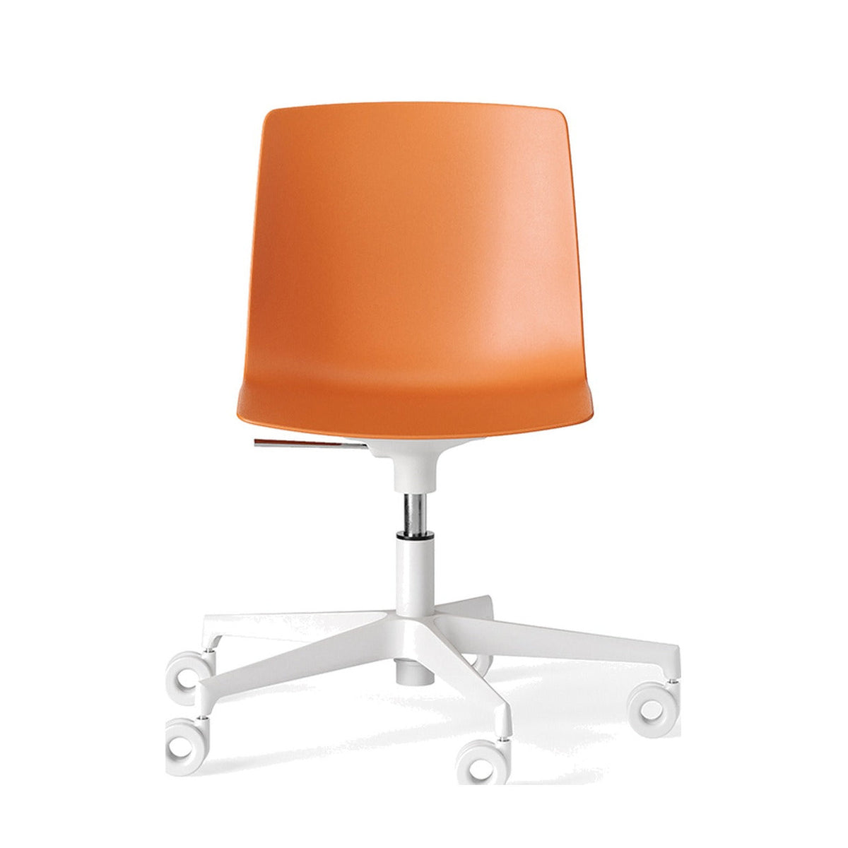 Sedia YO PLASTIC Frezza arancione girevole con base a 5 razze e ruote