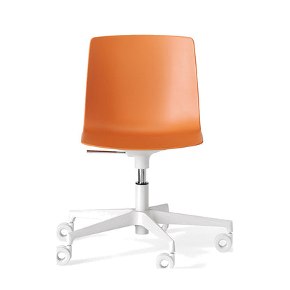 Sedia YO PLASTIC Frezza arancione girevole con base a 5 razze e ruote