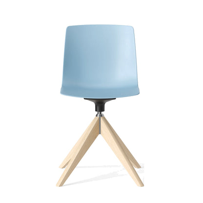 Sedia YO PLASTIC Frezza azzurra con base girevole in frassino