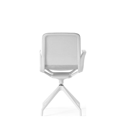 Sedia JODIE bianca versione Visitor su base piramidale a 4 razze in nylon bianco, vista frontale
