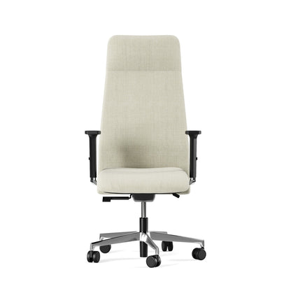 Sedia Direzionale DEVA Similpelle Frezza vista frontale con braccioli 2D in nylon colore bianco