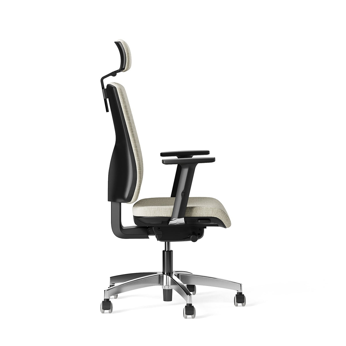 KIKU Black Fabric Frezza con poggiatesta, vista laterale