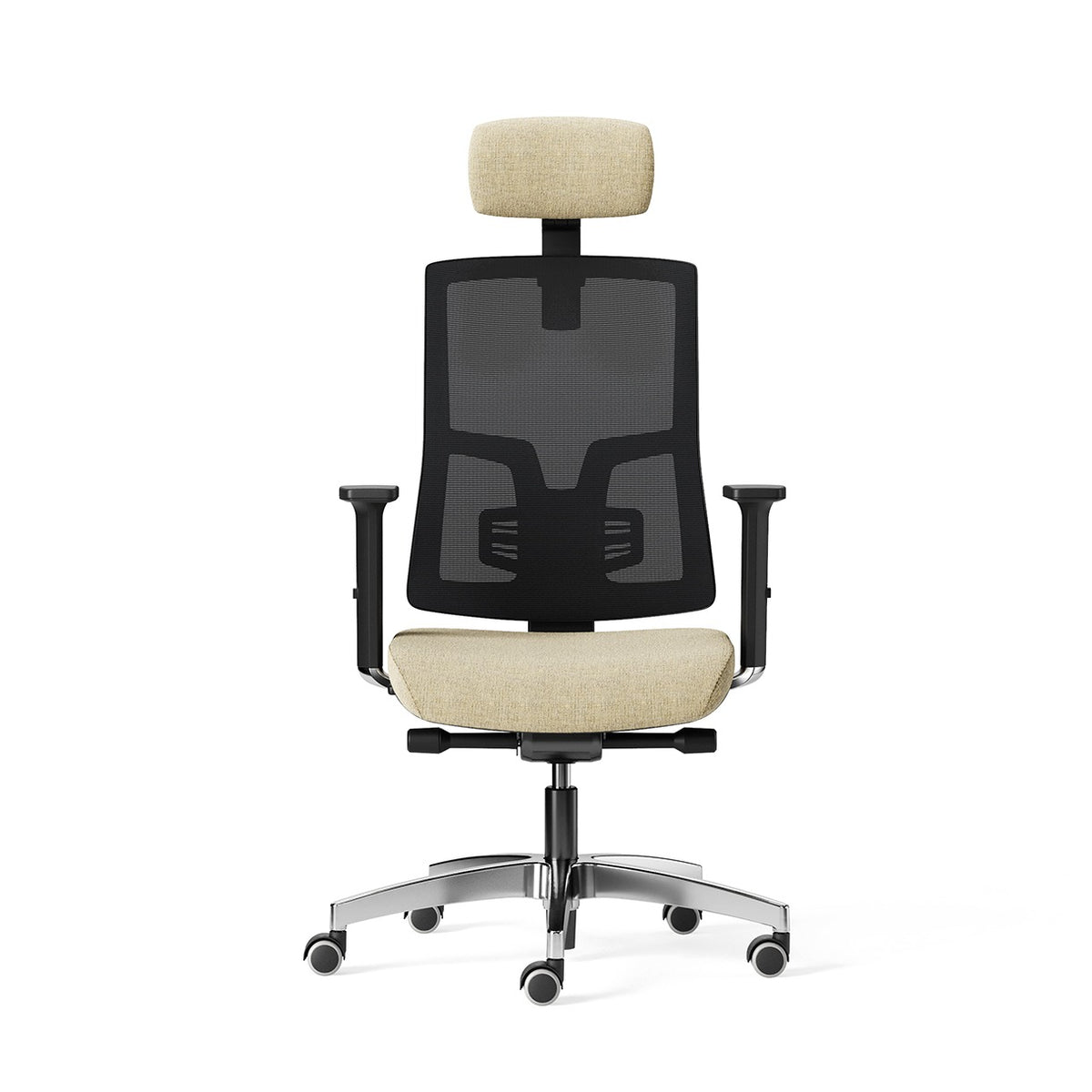 KIKU Black Mesh Frezza con poggiatesta imbottito, vista frontale