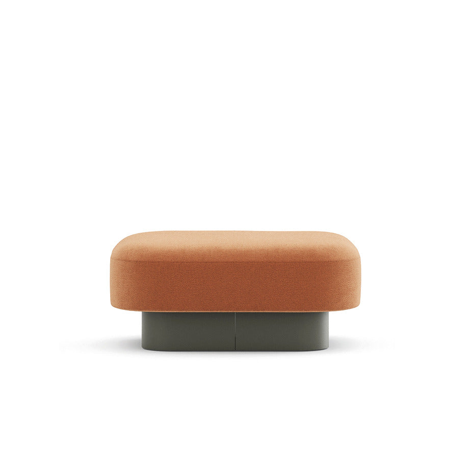 Pouf AFINA Frezza da un posto in tessuto arancione, cuscino su base in metallo curvato