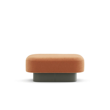 Pouf AFINA Frezza da un posto in tessuto arancione, cuscino su base in metallo curvato