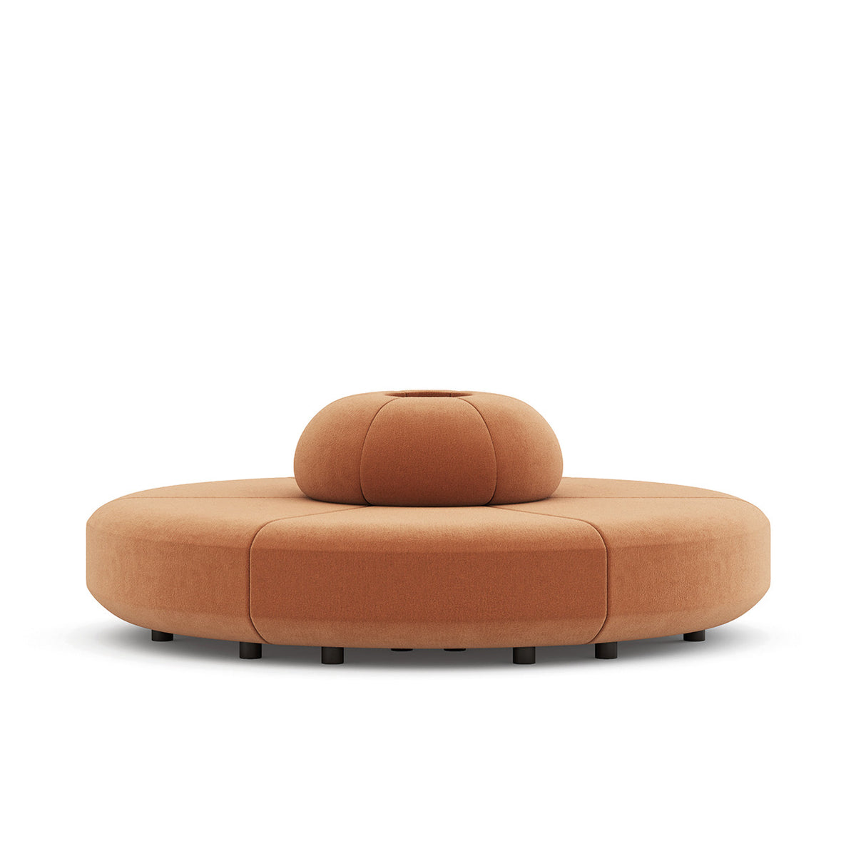 Composizione curva di pouf AFINA Frezza in tessuto arancione, versione modulare a richiesta