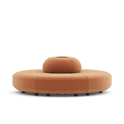 Composizione curva di pouf AFINA Frezza in tessuto arancione, versione modulare a richiesta