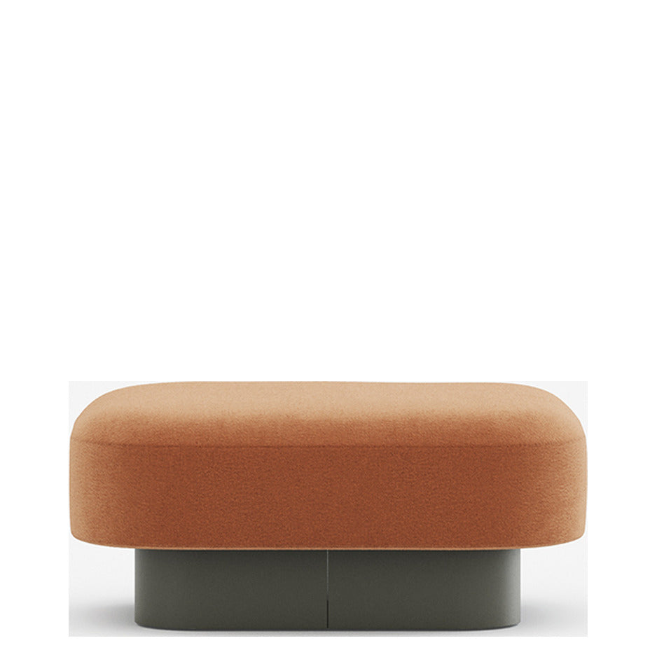 Pouf AFINA Frezza da un posto in tessuto arancione, cuscino su base in metallo curvato