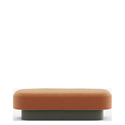 Pouf AFINA Frezza da due posti in tessuto arancione con base in metallo curvato verde