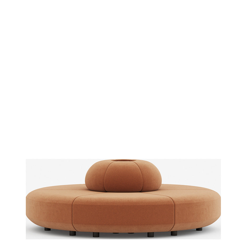 Composizione curva di pouf AFINA Frezza in tessuto arancione, versione modulare a richiesta
