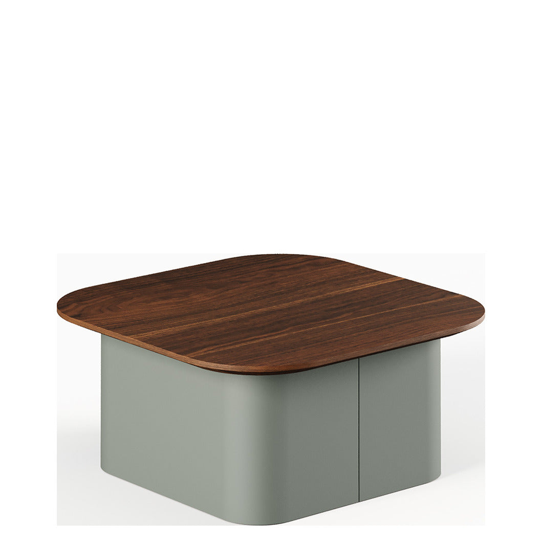 Tavolino AFINA Frezza 80 x 80 cm con piano in melaminico e base in metallo curvato arancione