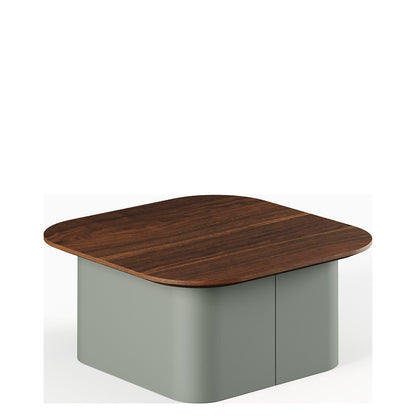 Tavolino AFINA Frezza 80 x 80 cm con piano in melaminico e base in metallo curvato arancione