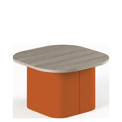 Tavolino AFINA Frezza con piano in legno noce e base in metallo curvato verde salvia