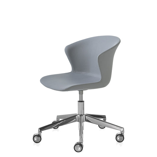 Sedia Multiuso KICCA PLUS su RUOTE Kastel in tessuto colore Grigio con base a cinque razze e alzata a gas