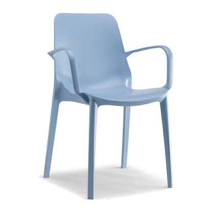 Sedia multiuso GINEVRA Go GREEN con braccioli Scab in tecnopolimero a 4 gambe colore avio