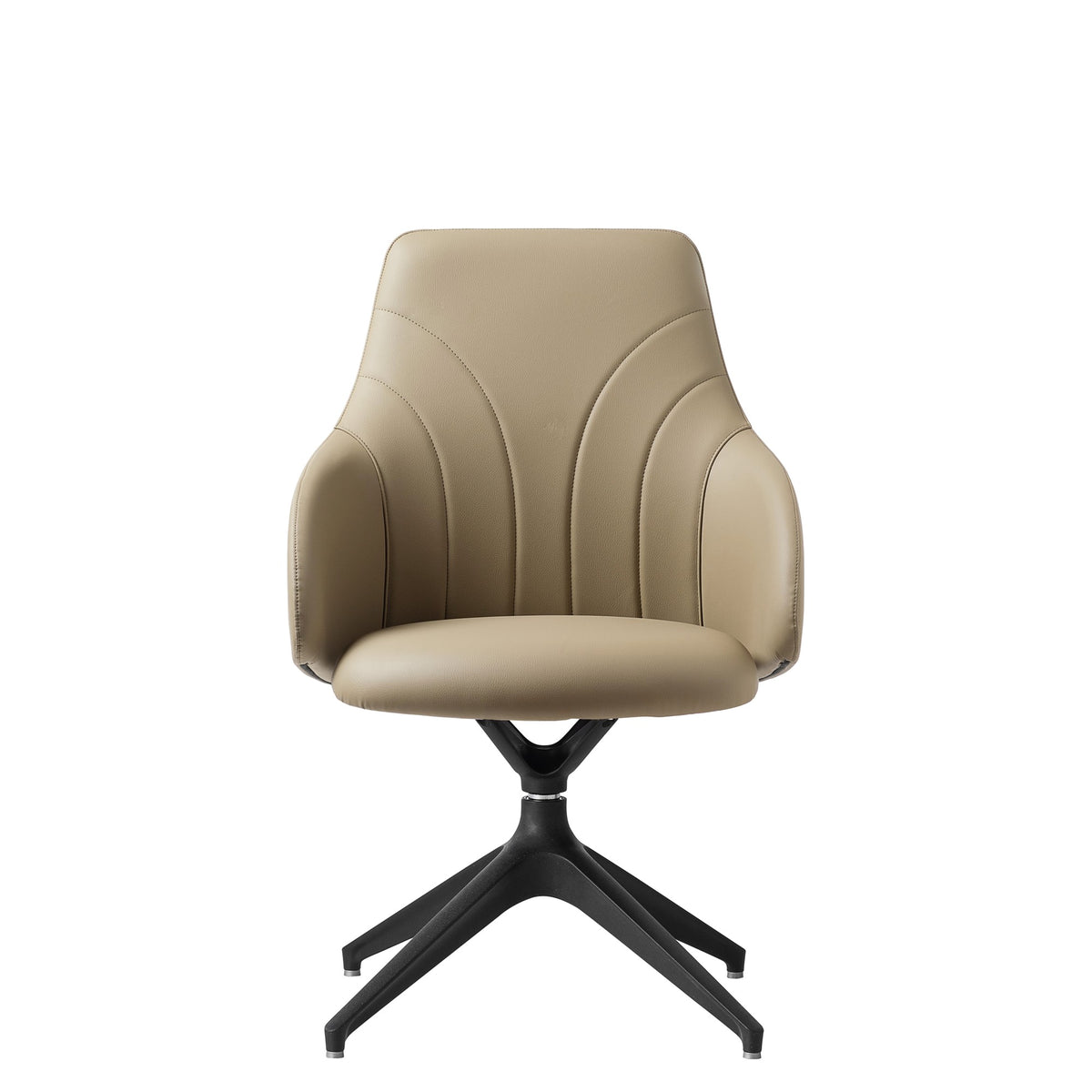 Sedia direzionale KONTEA Kastel schienale basso in similpelle colore Panna con base piramidale nera