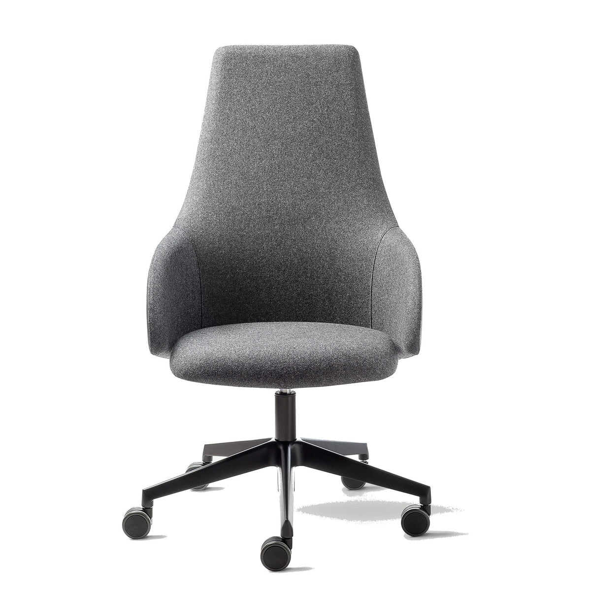 Sedia direzionale KONTEA Kastel schienale alto in tessuto colore Grigio Scuro