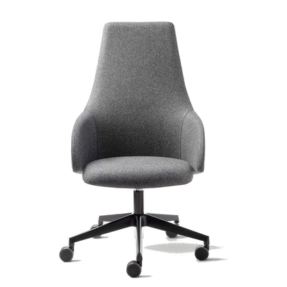 Sedia direzionale KONTEA Kastel schienale alto in tessuto colore Grigio Scuro