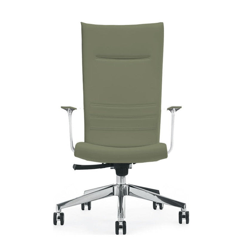 Sedia Direzionale KING Kastel in similpelle colore Verde Alga, schienale alto