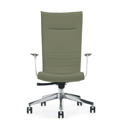 Sedia Direzionale KING Kastel in similpelle colore Verde Alga, schienale alto