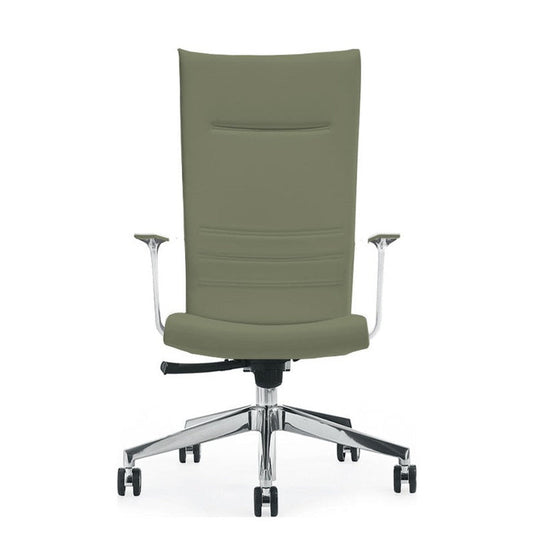 Sedia Direzionale KING Kastel in similpelle colore Verde Alga, schienale alto
