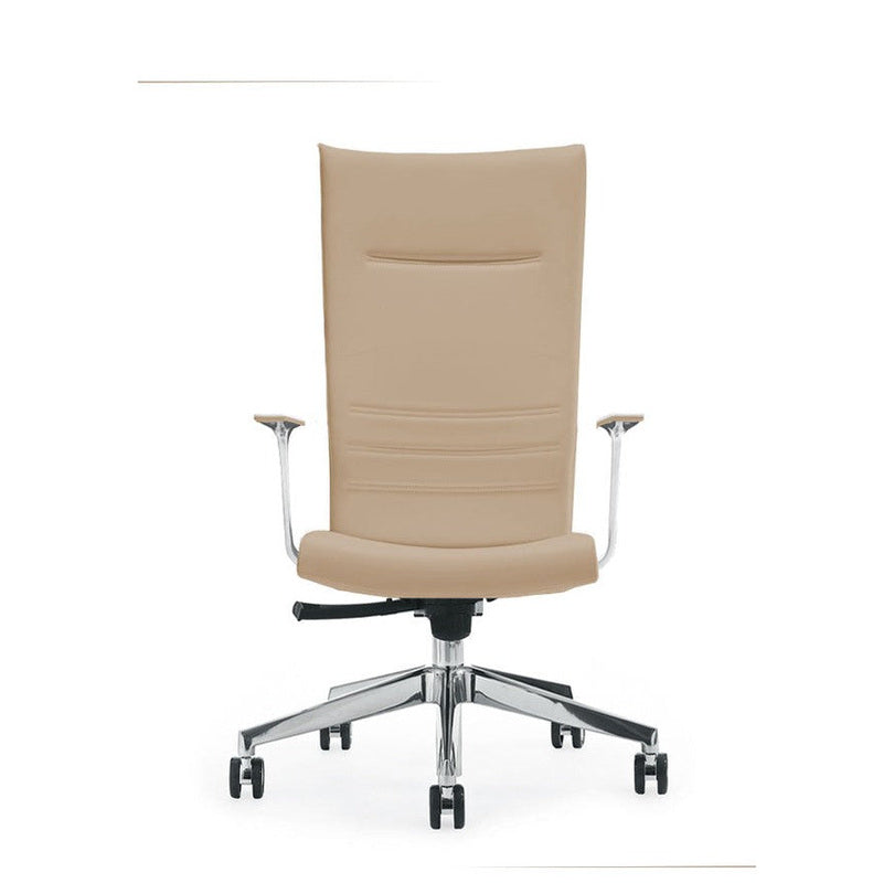 Sedia Direzionale KING Kastel in similpelle colore Panna, schienale alto
