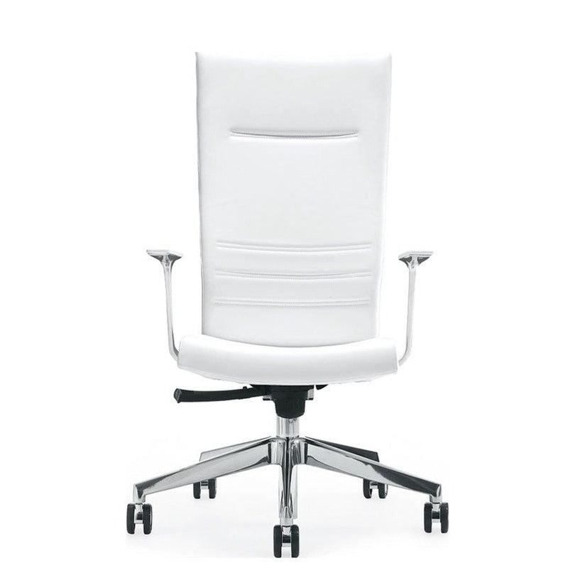 Sedia Direzionale KING Kastel in vera pelle colore Bianco, schienale alto