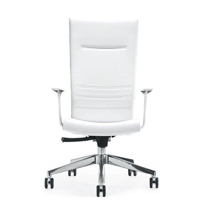 Sedia Direzionale KING Kastel in vera pelle colore Bianco, schienale alto