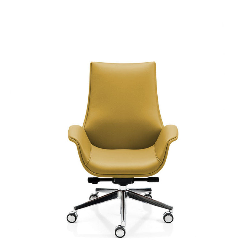 Sedia Direzionale KRITERIA LS - Similpelle Kastel in similpelle girevole con alzata a gas colore senape