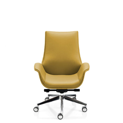 Sedia Direzionale KRITERIA LS - Similpelle Kastel in similpelle girevole con alzata a gas colore senape