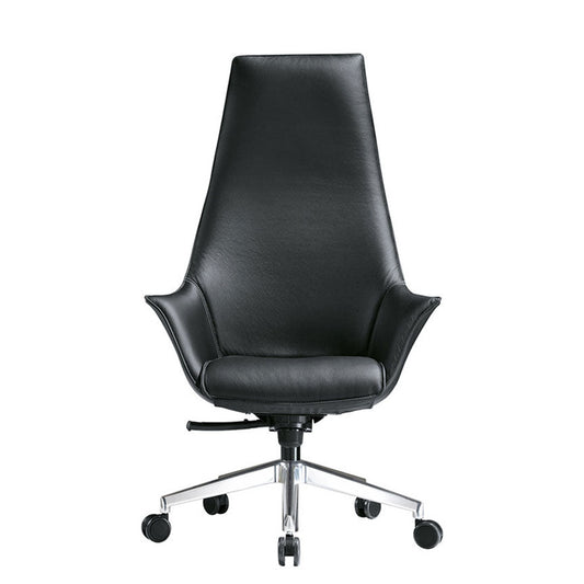 Sedia Direzionale KIMERA LS - Vera pelle Kastel rivestita in pelle girevole con alzata a gas colore nero