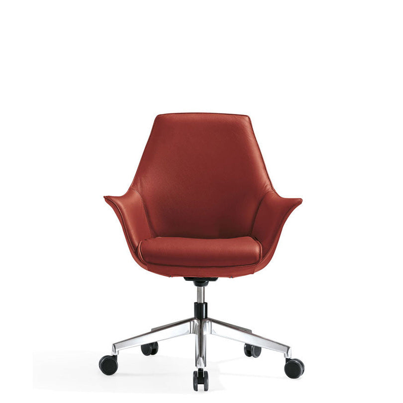 Sedia Direzionale KIMERA LS - Vera pelle Kastel rivestita in pelle girevole con alzata a gas colore rosso