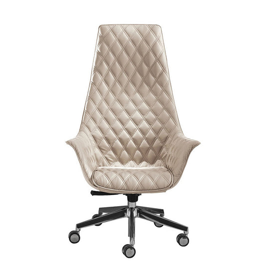 Sedia Direzionale KIMERA RH - Vera pelle Kastel rivestita in pelle girevole con alzata a gas colore beige
